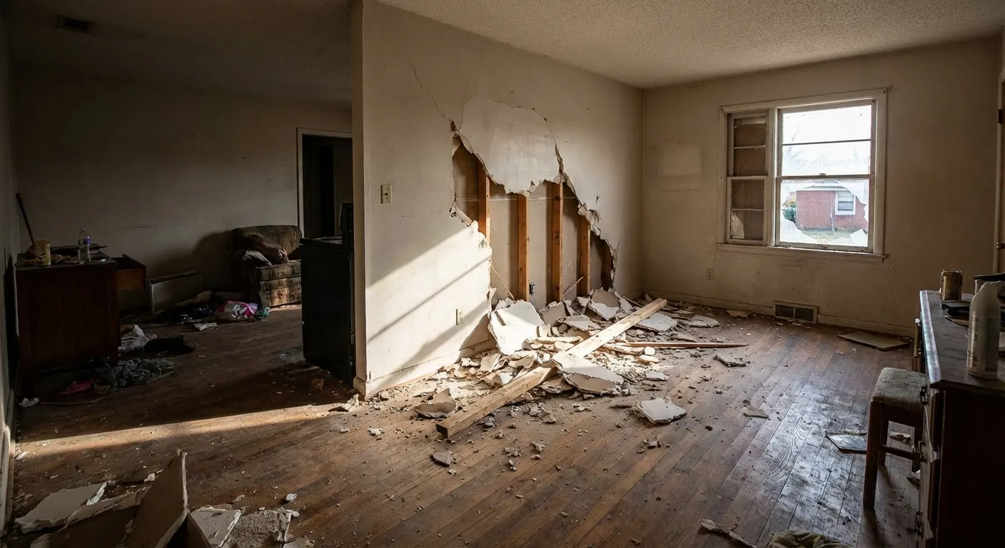 Effondrement partiel d'une cloison porteuse