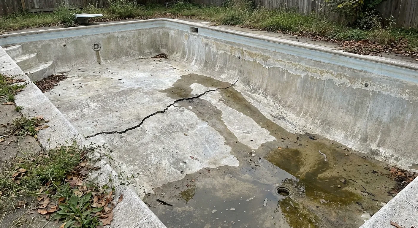 Fuite massive du bassin par fissure structurelle